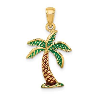Palm Tree Charm 14k Gold Enamel K6891, MPN: K6891, 637218129324