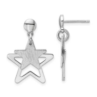 Satin Star In Star Dangle Post Earrings Sterling Silver Rhodium-Plated QE16487, MPN: QE16487, 19690…