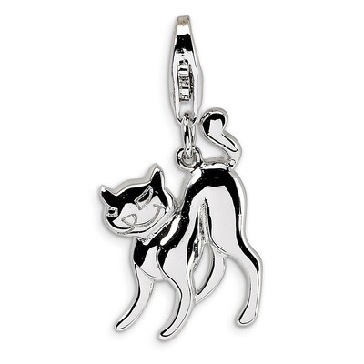 Scary Cat with Charm Sterling Silver QCC387 by Amore La Vita, MPN: QCC387, 883957333441