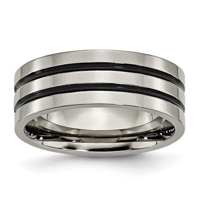 Enameled Grooved Flat 8mm Polished Band Titanium TB152 by Chisel, MPN: TB152, 883957783734