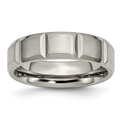 6mm Grooved Satin and Polished Band Titanium TB323 by Chisel, MPN: TB323, 886774530772