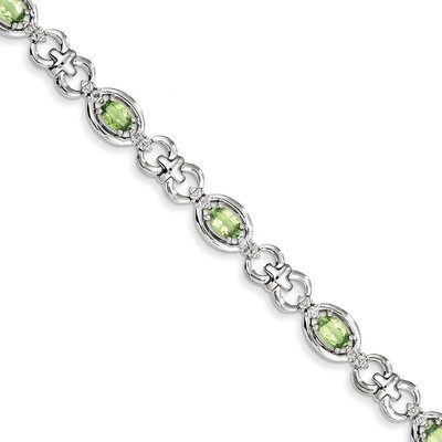 Peridot Bracelet Diamond Sterling Silver QX823PE, MPN: QX823PE, 883957368610