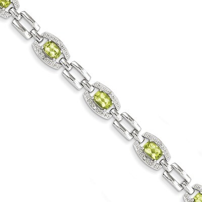 Peridot Bracelet Diamond Sterling Silver QX821PE, MPN: QX821PE, 883957441634
