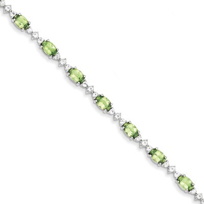 Peridot White Topaz Bracelet Sterling Silver QX854PE, MPN: QX854PE, 883957368870