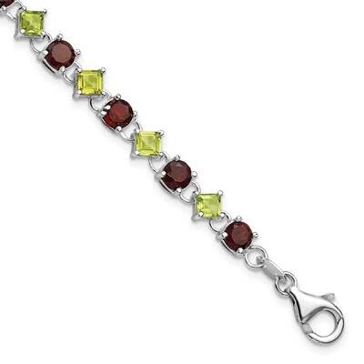 Sterling Silver Garnet &amp; Peridot with 1 ext Bracelet SSCMEI18291