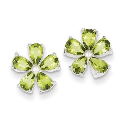 Peridot Floral Earrings Sterling Silver QE1233, MPN: QE1233, 890908000123