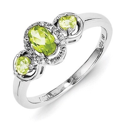 Peridot Diamond Ring Sterling Silver QR4547PE, MPN: QR4547PE, 883957491745