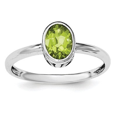 Peridot Oval Ring Sterling Silver Rhodium-plated Polished QR6400PE, MPN: QR6400PE,