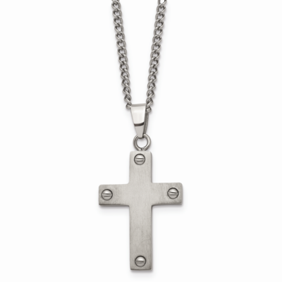 Cross 22 Inch Necklace Titanium TBN101-22 by Chisel, MPN: TBN101-22, 883957874531