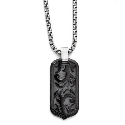 Edward Mirell Black Titanium Casted Dog Tag Pendant Necklace EMN133-20 by Edward Mirell, MPN: EMN13…