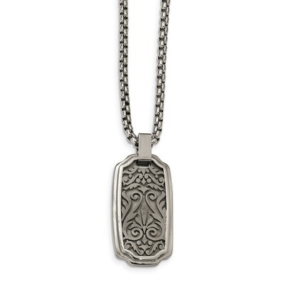 Edward Mirell Titanium Brushed &amp; Polished Casted Pendant Necklace by Edward Mirell, MPN: EMN163-20,…