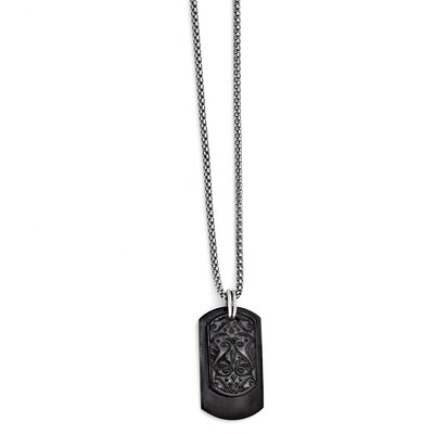 Edward Mirell Black Titanium &amp; Sterling Silver Dog Tag Pendant Necklace EMN132-20 by Edward Mirell,…