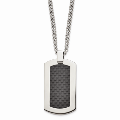 Polished Black Carbon Fiber Inlay 24 Inch Necklace Titanium TBN112-24 by Chisel, MPN: TBN112-24, 88…