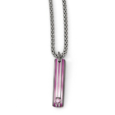 Edward Mirell Titanium Grooved Anodized &amp; Pink Sapphire 2 Inch Extension Necklace EMN153-16 by Edwa…