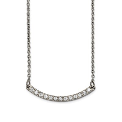 CZ Bar 20.5 Inch Necklace Titanium Polished TBN180-20.5 by Chisel, MPN: TBN180-20.5, 191101018008