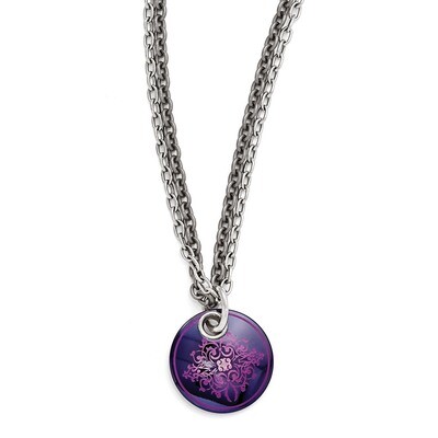 Edward Mirell Black Titanium Pink Anodized &amp; Sterling Silver with 2 Inch Extension Necklace EMN120-…