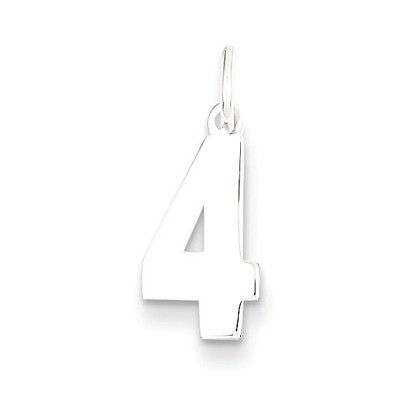 Charm Number 4 Sterling Silver Polished QSS04, MPN: QSS04, 883957101316