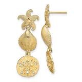 Starfish Shell Sand Dollar Dangle Earrings 14k Gold TE846, MPN: TE846, 637218118182