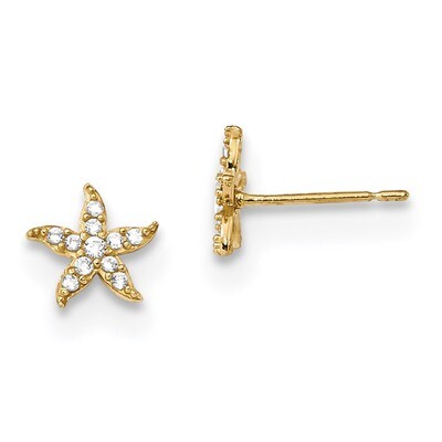 Madi K Childrens CZ Diamond Starfish Post Earrings 14k Gold SE2563, MPN: SE2563, 191101078026