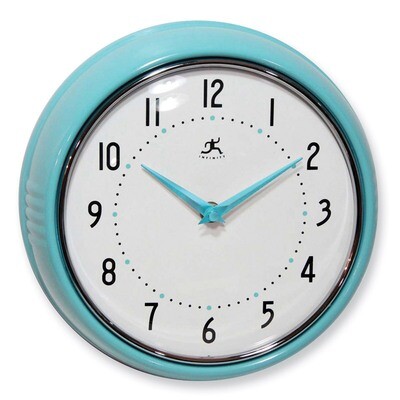 Turquoise Retro Metal Wall Clock GM5182, MPN: GM5182, 731742094018