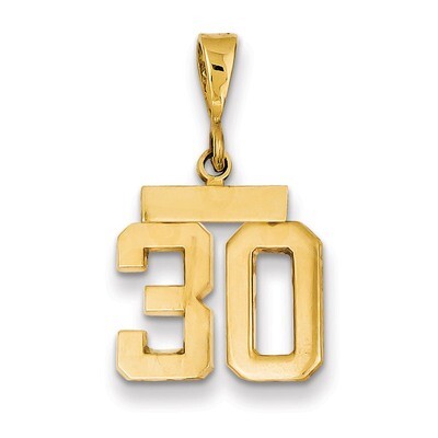 Number 30 Charm 14k Gold Small Polished SP30, MPN: SP30, 883957140940