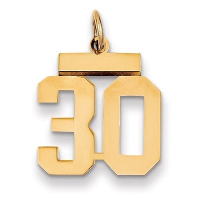 Number 30 Charm 14k Gold Small Polished LS30, MPN: LS30, 883957033495