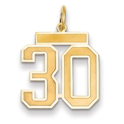 Number 30 Charm 14k Gold Medium Satin LSM30, MPN: LSM30, 883957074016