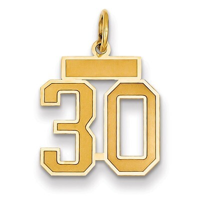 Number 30 Charm 14k Gold Small Satin  LSS30, MPN: LSS30, 883957069074