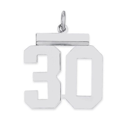 Pendant Number 30 Polished Sterling Silver Medium QMS30, MPN: QMS30, 191101278020