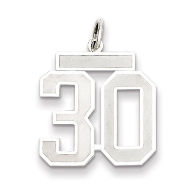 Pendant Number 30 Satin Sterling Silver Medium QPM30, MPN: QPM30, 883957126562