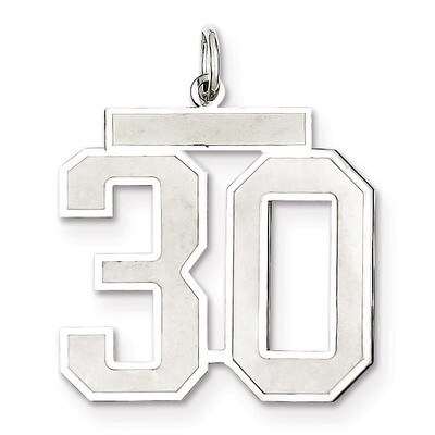 Pendant Number 30 Satin Sterling Silver Large QPP30, MPN: QPP30, 191101281693