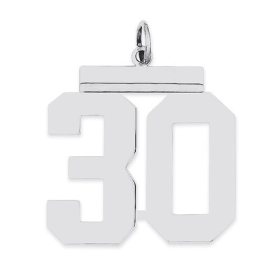 Charm Number 30 Polished Sterling Silver Large QPL30, MPN: QPL30, 191101280818