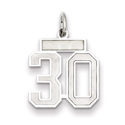Charm Number 30 Satin Sterling Silver Small QPS30, MPN: QPS30, 191101282591