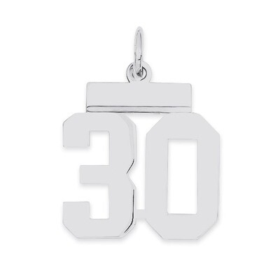 Pendant Number 30 Polished Sterling Silver Small QSS30, MPN: QSS30, 883957101217