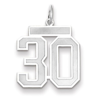Number 30 Charm Medium Satin 14k white Gold WSM30, MPN: WSM30, 883957077369