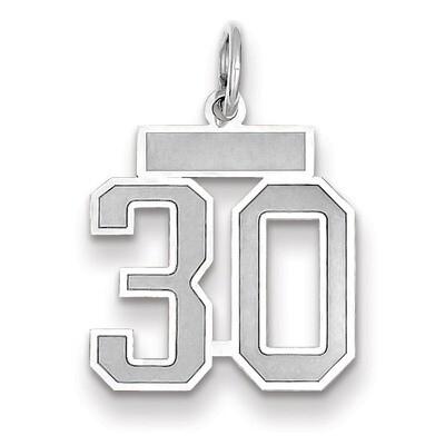 Number 30 Charm Small Satin 14k white Gold WSS30, MPN: WSS30, 883957071381