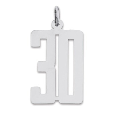 Charm Number 30 Elongated Pol Sterling Silver Small QES30, MPN: QES30, 191101190124