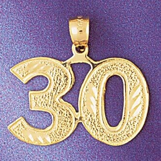 Dazzlers Jewelry Number 30 Pendant Necklace Charm Bracelet in Yellow, White or Rose Gold 950930, MP…