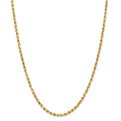30 Inch 3.65mm Handmade Regular Rope Chain 14k Gold 025S-30, MPN: 025S-30, 886774396668