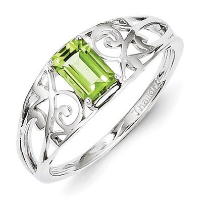 Peridot Ring Sterling Silver Rhodium-plated QR4503PE, MPN: QR4503PE, 883957482477