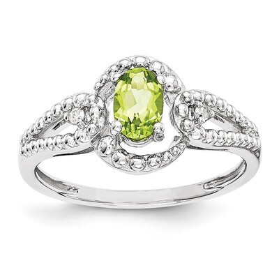 Peridot &amp; Diamond August Ring Sterling Silver QBR16AUG, MPN: QBR16AUG, 883957457994