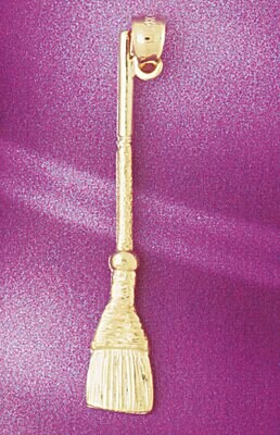 Dazzlers Jewelry Broom Pendant Necklace Charm Bracelet in Yellow, White or Rose Gold 6614, MPN: DZ-…