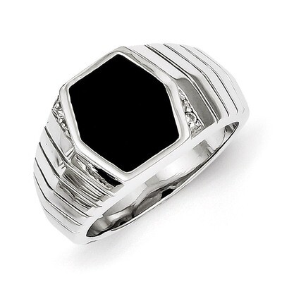 Men&#39;s Diamond &amp; Onyx Ring Sterling Silver QR2459, MPN: QR2459, 883957250120