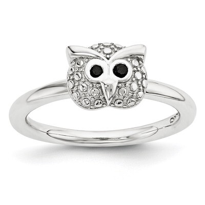 Onyx Owl Ring Sterling Silver Polished QSK1869, MPN: QSK1869, 886774377254