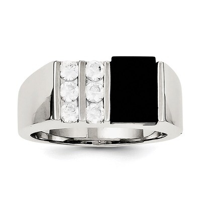 Men&#39;S CZ and Onyx Ring Sterling Silver QR1276-11, MPN: QR1276, 883957179797