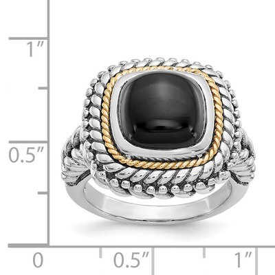 Cabochon Onyx Ring Sterling Silver &amp; 14k Gold QTC1160, MPN: QTC1160, 886774295336