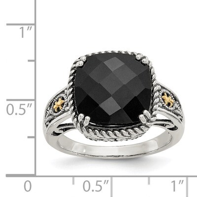 Onyx Ring Sterling Silver &amp; 14k Gold QTC1201, MPN: QTC1201, 886774377742