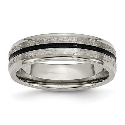 Black Enamel 6mm Satin and Polished Band Titanium TB153-11