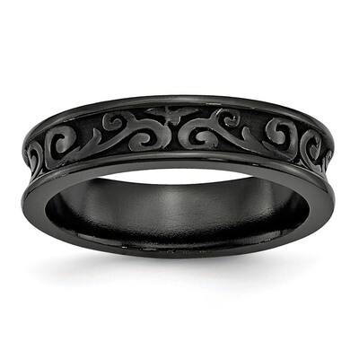 Black Ti Concave 6mm Polished Band Titanium TB403-10.5