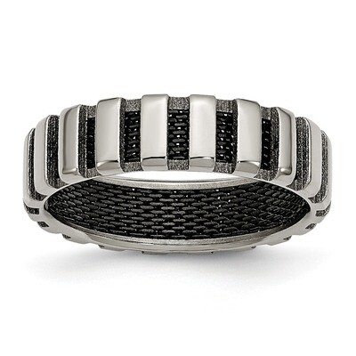 Black Ip-Plated Wire 6mm Polished Band Titanium TB303-10